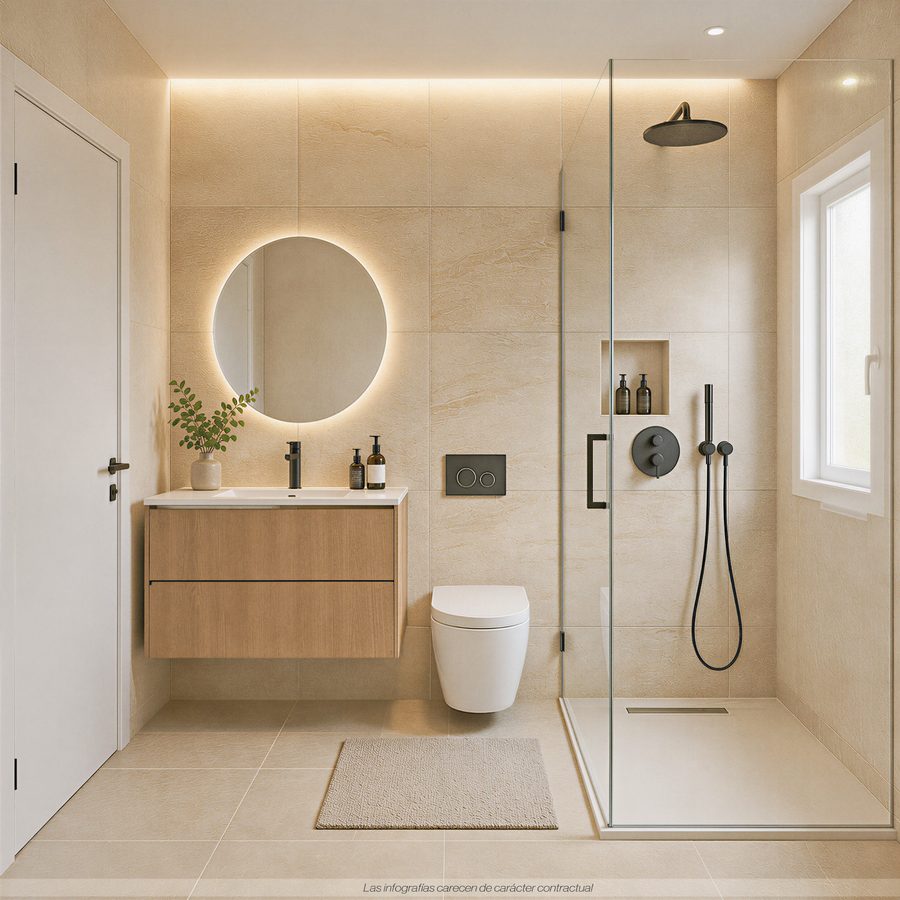 Baño premium con ducha de vidrio